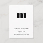 Moderne minimale zwarte monogram Initiaal met witt Visitekaartje (Voorkant)