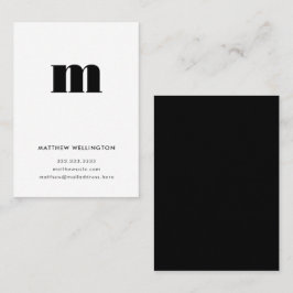 Moderne minimale zwarte monogram Initiaal met witt Visitekaartje