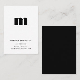 Moderne minimale zwarte monogram Initiaal met witt Visitekaartje