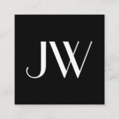 Moderne minimale zwarte monogram QR-code Vierkante Visitekaartje (Voorkant)