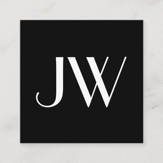 Moderne minimale zwarte monogram QR-code Vierkante Visitekaartje (Voorkant)
