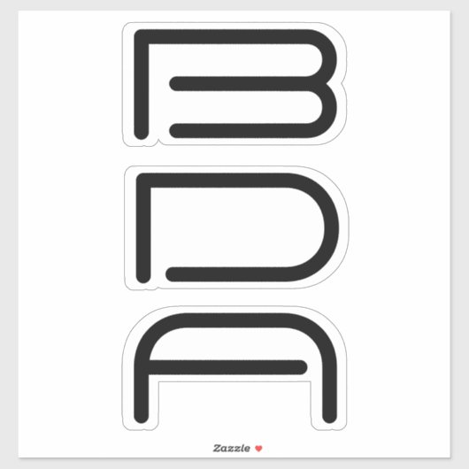 Moderne minimale zwarte monogram sticker (Vel)