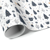 Moderne minimale zwarte neutrale kerstvakantie cadeaupapier (Rol Hoek)