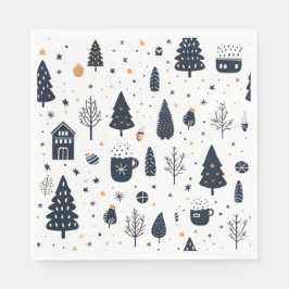 Moderne minimale zwarte neutrale kerstvakantie servet