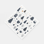 Moderne minimale zwarte neutrale kerstvakantie servet (Hoek)