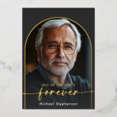 Moderne minimale zwarte pensioenpartij folie uitnodiging (Voorkant)