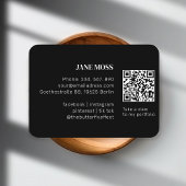 Moderne minimale zwarte QR-code Visitekaartje