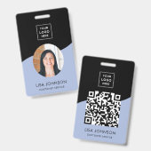 Moderne minimale zwarte QR-code voor personeel Badge (Voor- en achterkant)