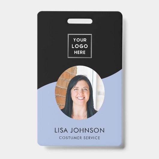 Moderne minimale zwarte QR-code voor personeel Badge (Voorkant)