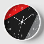 Moderne, minimale zwarte rode grijze klok (Voorkant)