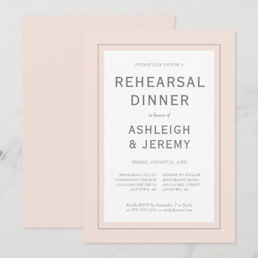 Moderne, minimale zwarte roze, grijze repetitie kaart (Voorkant / Achterkant)