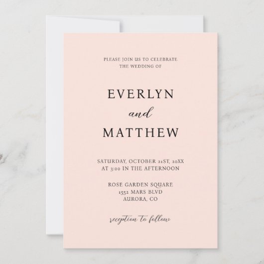 Moderne, minimale zwarte roze kaart (Voorkant)