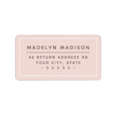 Moderne minimale zwarte roze retouradres etiket (Voorkant)