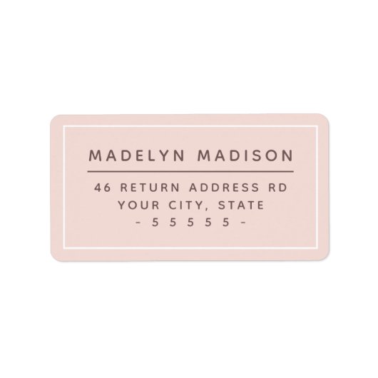 Moderne minimale zwarte roze retouradres etiket (Voorkant)