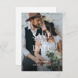 Moderne, minimale zwarte roze save the date