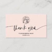 Moderne minimale zwarte roze scriptvolgorde bedank visitekaartje (Voorkant)