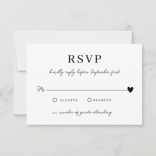 Moderne, minimale zwarte RSVP-Kaart Kaart (Voorkant)