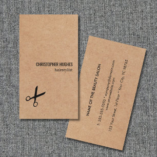 Moderne, minimale zwarte schaar Kraft Paper Hair Visitekaartje