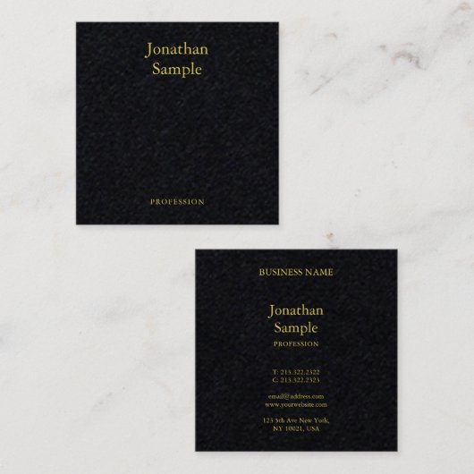 Moderne minimale zwarte Sjabloon voor bedrijven Vierkante Visitekaartje (Voorkant / Achterkant)