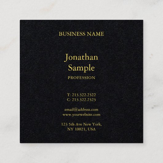 Moderne minimale zwarte Sjabloon voor bedrijven Vierkante Visitekaartje (Achterkant)