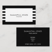 Moderne, minimale zwarte strepen, freelancer visitekaartje (Voorkant / Achterkant)
