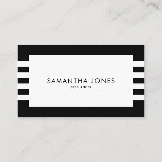 Moderne, minimale zwarte strepen, freelancer visitekaartje (Voorkant)