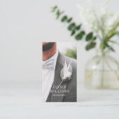 Moderne minimale zwarte trouwfotografie elegant visitekaartje (Staand voorkant)