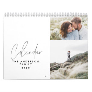 Moderne, minimale zwarte witte 3-fotoserie kalender