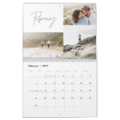 Moderne, minimale zwarte witte 3-fotoserie kalender (Feb 2027)