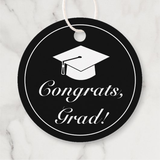 Moderne, minimale zwarte witte Afstuderen Bedankjes Labels (Achterkant)