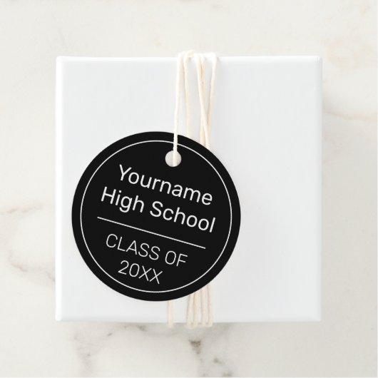 Moderne, minimale zwarte witte Afstuderen Bedankjes Labels (In situ)