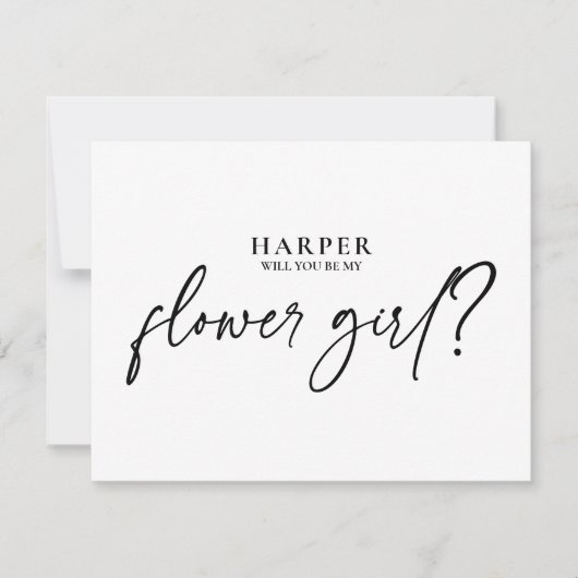 Moderne minimale zwarte witte Bloemenmeisje-voorst (Voorkant)