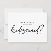 Moderne minimale zwarte witte bridesmaïde-voorstel (Voorkant)