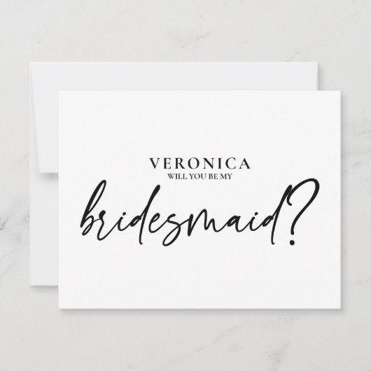 Moderne minimale zwarte witte bridesmaïde-voorstel (Voorkant)