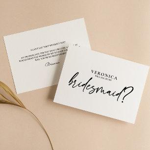 Moderne minimale zwarte witte bridesmaïde-voorstel