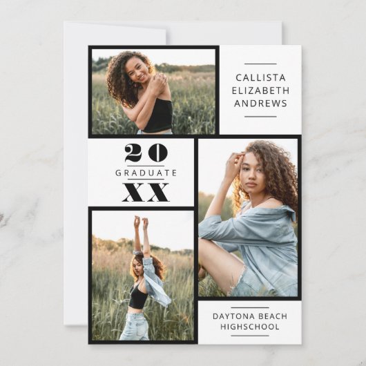 Moderne minimale zwarte witte foto Afstuderen I Kaart (Voorkant)