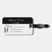 Moderne, minimale zwarte witte goudhaarstaartlijst bagagelabel (Achterkant horizontaal)