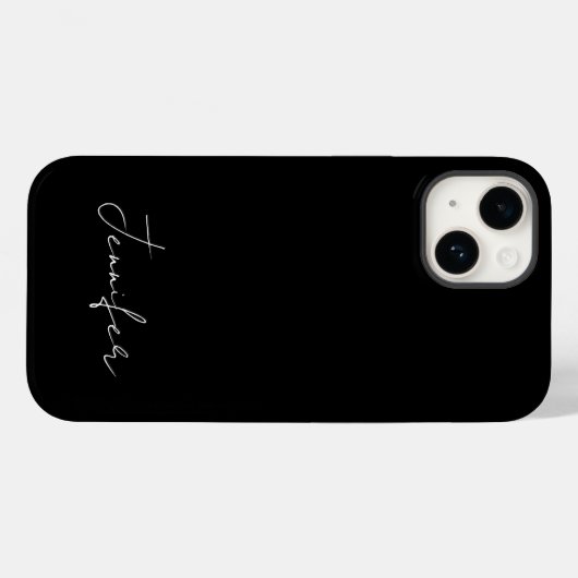 Moderne, minimale zwarte witte grafische scriptnaa Case-Mate iPhone case (Achterkant (horizontaal))