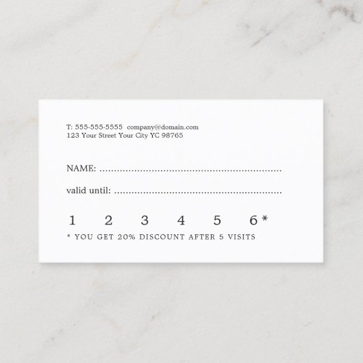 Moderne minimale zwarte witte Kaart met mooie logo Klantenkaartje (Achterkant)