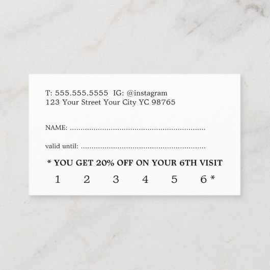 Moderne minimale zwarte witte Kaart met mooie logo Klantenkaartje (Achterkant)