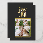 Moderne minimale zwarte witte kersttypografie F Folie Feestdagenkaart<br><div class="desc">Moderne,  minimale vrolijke kerstfoto-folie met een kerstkaart. Prachtige,  gedurfde grafische typografische vormgeving. Een deel van een collectie. Zwart zwart zwart zwart ontwerp.</div>