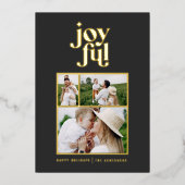 Moderne minimale zwarte witte kersttypografie F Folie Feestdagenkaart (Voorkant)