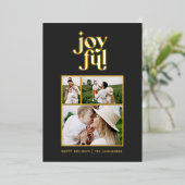 Moderne minimale zwarte witte kersttypografie F Folie Feestdagenkaart (Staand Voorkant)