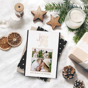 Moderne minimale zwarte witte kersttypografie F Folie Feestdagenkaart