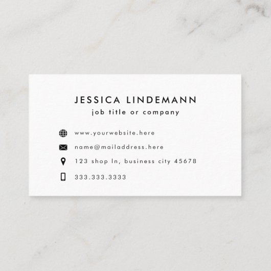 Moderne minimale zwarte witte Logo Visitekaartje (Achterkant)