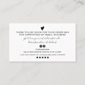 Moderne minimale zwarte witte manuscriptorde dank  visitekaartje (Achterkant)