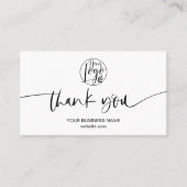 Moderne minimale zwarte witte manuscriptorde dank  visitekaartje (Voorkant)