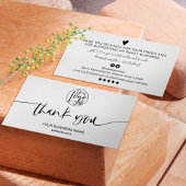 Moderne minimale zwarte witte manuscriptorde dank  visitekaartje