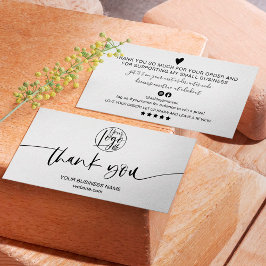 Moderne minimale zwarte witte manuscriptorde dank visitekaartje