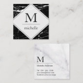 Moderne minimale zwarte witte marmer Logo Vierkante Visitekaartje (Voorkant / Achterkant)